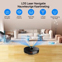 LIECTROUX X6 – Robotstofzuiger met Dweilfunctie – 6500Pa Sterke Zuigkracht – LDS LiDAR Navigatie & Uitgebreide Mapping – 2-in-1 Stof- en Waterreservoir – Virtuele Muren – Geschikt voor Tapijt & Dierenharen – App & Spraakbesturing — thumbnail 5