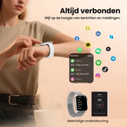 Maoo ProWatch AMOLED Smartwatch Dames en Heren - Milanese Bandje en 3 Siliconen Bandjes - Stappenteller - Hartslagmeter- Bloeddrukmeter - Slaapmonitor - Multisport - Geschikt voor Android en iOS - Zilver — thumbnail 8