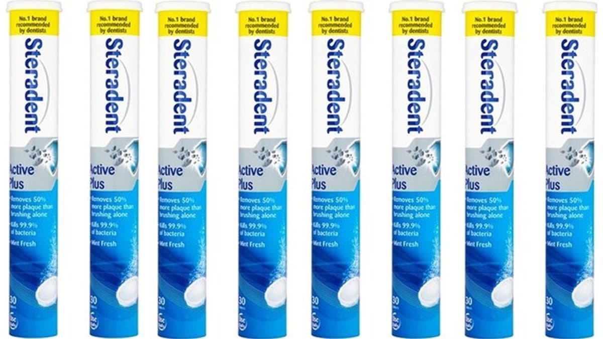 Steradent Reinigingstabletten - Active Plus 8 x 30 Tabletten — afbeelding 1