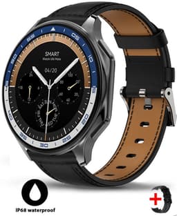 Knobbout 1.43 inch AMOLED-scherm met 3D-ontwerp Smartwatch - Slimme opnamefunctie- 4 GB interne opslag - MP4-video-ondersteuning - Nieuwste ATS3085S Gen 2-chipset - Ingebouwde kompasfunctie - Zwart lederen + siliconen horlogeban — thumbnail 1