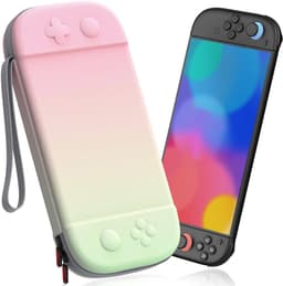 Opbergtas - Geschikt Voor Draagtas Compatibel Met Nintendo Switch 2 - Met 12 Gamecardvakken - Portal Case - Opbergcase - Draagbare Opbergtas Koffer - Beschermhoes - Waterdicht En Schokbestendig - Roze En Groen — thumbnail 1