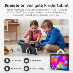 ATouch Kindertablet Tab 10 Plus – Kindertablet Vanaf 3 jaar – Kindertablets 2026 Model – 10 Inch Kids Tablet – Android 15 Tablet Kinderen– Inclusief 64GB+64SD & Screenprotector - Zwart — thumbnail 6