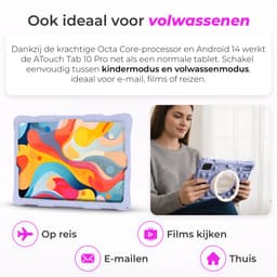 ATouch Kindertablet Tab 10 Pro - Vanaf 3 jaar - Kinder Tablet - 10 Inch - Ouderlijk Toezicht - Tablet Kinderen - 6000 mAh Batterij - Kids Tablet - 128GB+64SD - Octa Core - Paars — thumbnail 7