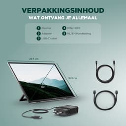 Remodius® Portable Monitor - 13 Inch 2K - Ultralicht en Superdun - Draagbare Monitor voor Laptop met Ingebouwde Kick-Stand - USB-C & Mini HDMI - Extra Tweede Scherm - Plug & Play — thumbnail 9