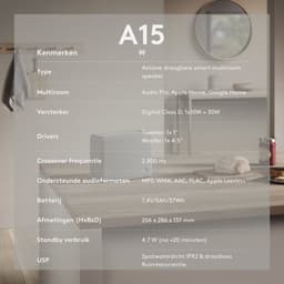 Audio Pro A15 W Draagbare Smart Multiroom Actieve Luidspreker - Audio Pro Multiroom (Linkplay) - Ruimtecorrectie - Waterbestendig IPX2 - Wit — thumbnail 7