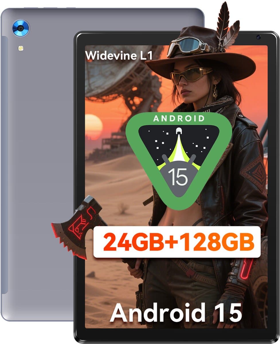 Hotlight C107 - Android 15 Tablet - 10.1 inch - 24(4+20)GB RAM/128GB ROM– 5000mAh - Grijs — afbeelding 1