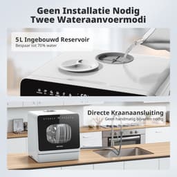 AIRMSEN Mini Vaatwasser - Met Waterontharder - Vrijstaand - Ingebouwd Watertank 5L - 4 Couverts - Wit/Zwart — thumbnail 7