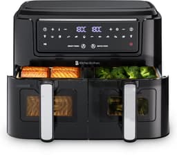 KitchenBrothers Dubbele Airfryer - PFAS-vrij - 2400W - Dual Zone - 9L - Heteluchtfriteuse - Airfryer XXL - 2 x 4.5L - 10 Kookprogramma's - Zwart — thumbnail 1