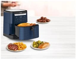 Tefal Easy Fry & Grill EY8014 XXL 6,5L - 2-in-1 Heteluchtfriteuse met Uitneembare Verdeler - Blauw Airfryer met 8 Automatische Kookprogramma's - Beste Grote Airfryer van Tefal - Digitaal Display - Extreem stil - Koken Zonder Olie - Anti Aanbaklaag — thumbnail 13