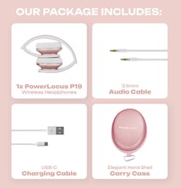 PowerLocus P1 Bluetooth Koptelefoon – Draadloos – Over Ear – Met Microfoon – Inklapbaar - incl. Hoes – Rose Gold — thumbnail 6