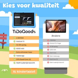 Tidogoods Kindertablet XL – Kindertablet vanaf 3 jaar – 64GB Opslag – 4GB RAM – Android 13.0 – 10.1 inch Scherm – Quad-Core – Inclusief Beschermhoes — thumbnail 4