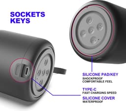 Mini Wireless Speaker-Draadloze Luidspreker Waterdichte Stereo Sound Draadloze Luidspreker | Met Handvat 5.0 Bluetooth Speaker Antislip Siliconen Bodemmat, Mini Ip67 Waterdichte Hifi Subwoofer, Bt 5.0 Handsfree Black Friday en Sinterklaas — thumbnail 2