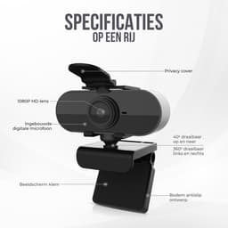 Smartify Webcam - HD Pro Webcam - Full HD 1080P - Ingebouwde Microfoon - Inclusief Webcam Cover - Webcam Voor Pc — thumbnail 5