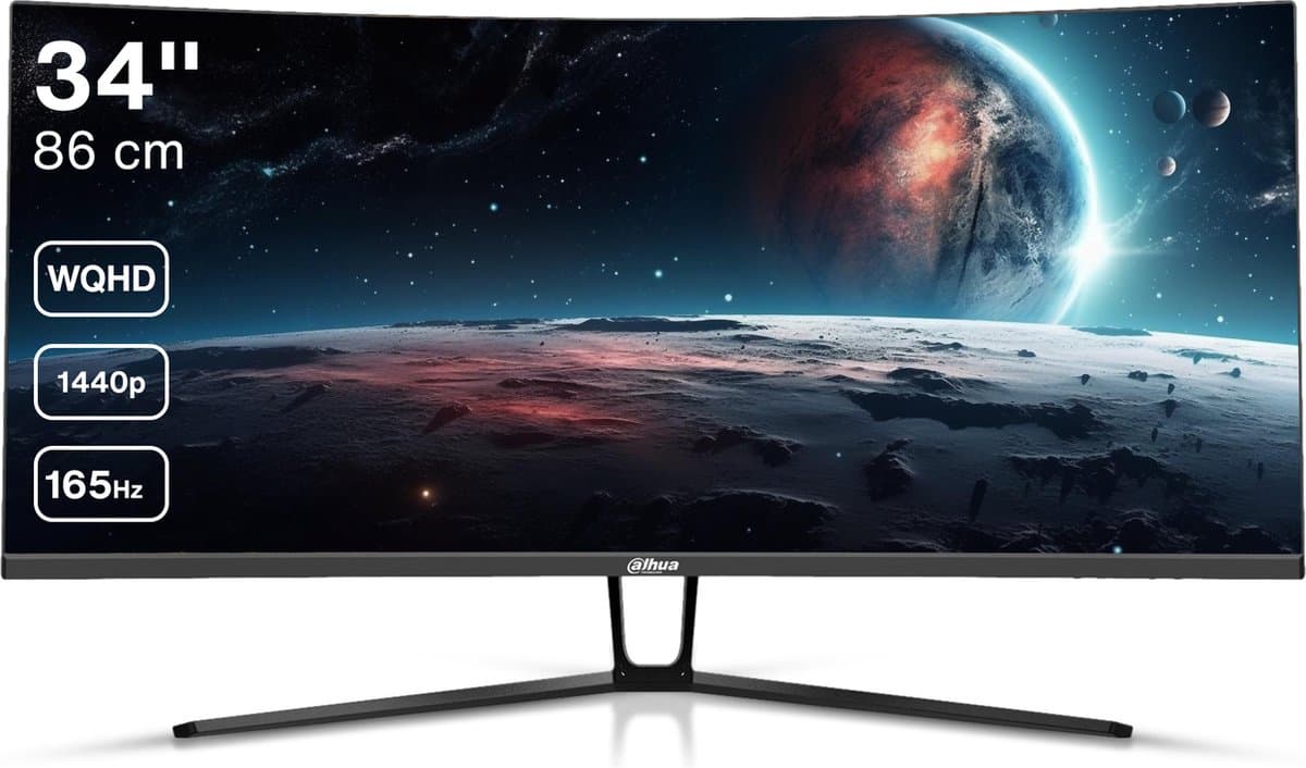 Dahua LM34-E330C - Curved Ultrawide QHD VA Gaming Monitor - 34 inch - 165hz - 1ms - Inclusief DisplayPort kabel — afbeelding 1
