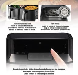 Zylo® Dubbele Airfryer - Heteluchtfriteuse - Duo Airfryer - 9 L - - 35x39x31cm - Zwart — thumbnail 7