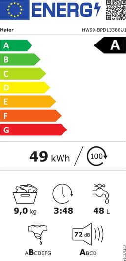 Haier HW90-BPD13386U-S - Wasmachine - 9kg - A - Extra stil (72dB) - Bovenbelading - Autodose - Mix Power System - Touch Display - 9 programma's - Geconnecteerd - 10 jaar garantie op onderdelen — thumbnail 2