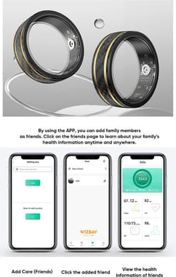 WizBay Premium Select® Aluminium Bi-Color Carbon Fiber Goud Smart Ring – Dames Heren – Oplaad Case - Hypoallergeen - Hartslag & Slaap Monitor - IP68 Waterdicht - O2 Meting - Gesture Functie - Multiple Sport Modi - Bi-Color Goud Zwart #08 — thumbnail 3