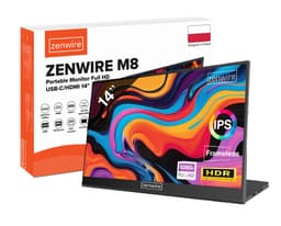 Zenwire M8 draagbare monitor - Portable Monitor - 2x USB-C - Full HD 1920x1080 - IPS Beeldscherm - HDMI - HDR 14" - SLIM met standaard - 2 ingebouwde stereoluidsprekers - Plug & Play — thumbnail 1