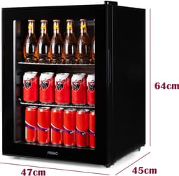 PRIMO PR179BC Drankkoelkast - Minibar - Mini Koelkast - Glazen deur - Vrijstaand - 60L - D - Zwart — thumbnail 4