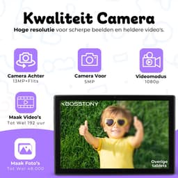 Bosstony Snelle Kids Tablet 10 inch - Ouderlijk Toezicht - 6000mAh Batterij - Android 13 - Incl Beschermpakket - Kindertablet vanaf 3 jaar — thumbnail 8