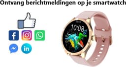 Belesy® BQSiRgPk Pro - Smartwatch Dames – Smartwatch Heren - Horloge - 1.28 inch - Kleurenscherm - Stappenteller - Bloeddruk - Hartslag - 75+ Wijzerplaten – Sporten – Goud – Siliconen – Roze – extra polsband Milanees goud - Kerstcadeau — thumbnail 17