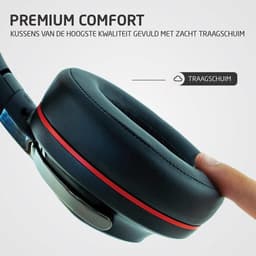 PowerLocus MoonFly Koptelefoon Over-Ear met Active Noise Cancelling, Draadloze Hoofdtelefoon, Voice Assistant Activation - Zwart/Rood — thumbnail 14