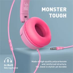 ProMate® Bedrade Kinderhoofdtelefoon, Premium Afneembare Kattenoor Kinderheadset met Microfoon, 85dB tot 95dB Geluidsregeling, AUX Deelpoort en Zachte Kussens, voor Smartphones, Laptops, Mp3-speler, Jewel BubbleGum — thumbnail 2
