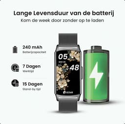 Avalue Luxe AMOLED Smartwatch Dames - Activity Tracker - Bluetooth Call - Stappenteller - Bloeddrukmeter - RVS en Siliconen Band — thumbnail 7