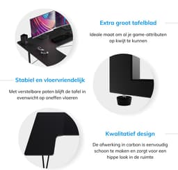 ACAZA Bureau - Game Bureau - Zwart - 160 x 100 x 75 (B x D x H) - Gaming Bureau - Hoekbureau - Bureau Gaming - Hoekbureau Gaming — thumbnail 9
