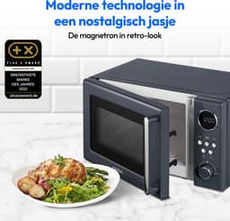 MEDION Retro magnetron (20 liter, ca. 800 watt, 5 magnetronstanden, digitaal display, ontdooifunctie, compact) grijs — thumbnail 4
