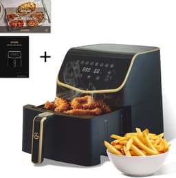 AG Airfryer XXL Premium- Luchtfriteuse - Anti-aanbak - Tot 8 personen- Uitneembare Bak - Vaatwasserbestendig - Met Receptenboek - Extreem Stil- Snelkooktechnologie - Digitaal Display - Tot 200°C - 8 Voorgeprogrammeerde standen. 5.5L Zwart — thumbnail 11
