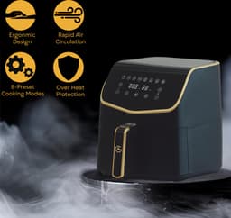 AG Airfryer XXL Premium- Luchtfriteuse - Anti-aanbak - Tot 8 personen- Uitneembare Bak - Vaatwasserbestendig - Met Receptenboek - Extreem Stil- Snelkooktechnologie - Digitaal Display - Tot 200°C - 8 Voorgeprogrammeerde standen. 5.5L Zwart — thumbnail 12