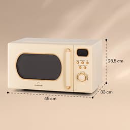 Klarstein Magnetron met Grill, 800 W, 20 Liter, 3-in-1 RVS Crème, Met Ontdooien en Pizzafunctie, Draaiplateau, Compact - voor Keuken - Bruin - Microwave Combimagnetron Microgolfoven Microwave Oven — thumbnail 7