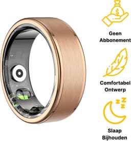 Kuno Smart Ring - Slimme ring - Smart Wearable - Health Ring - Slaap Tracker - Hartslagmeter - Stappenteller - Fitness en Activiteiten Tracker - Calorieen Bijhouden - Geen Abbonement - Waterdicht - voor Mannen en Vrouwen - Goud - Maat #9 — thumbnail 5