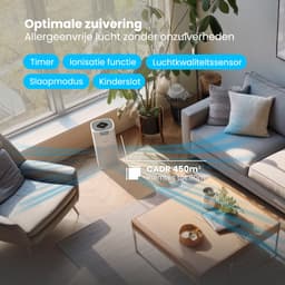 Auronic Luchtreiniger Ultra met HEPA 13 Filter, Ionisator en Koolstoffilter - Ruimtes tot 90m² - CADR-waarde van 450m³/u - Air Purifier - Wit — thumbnail 4
