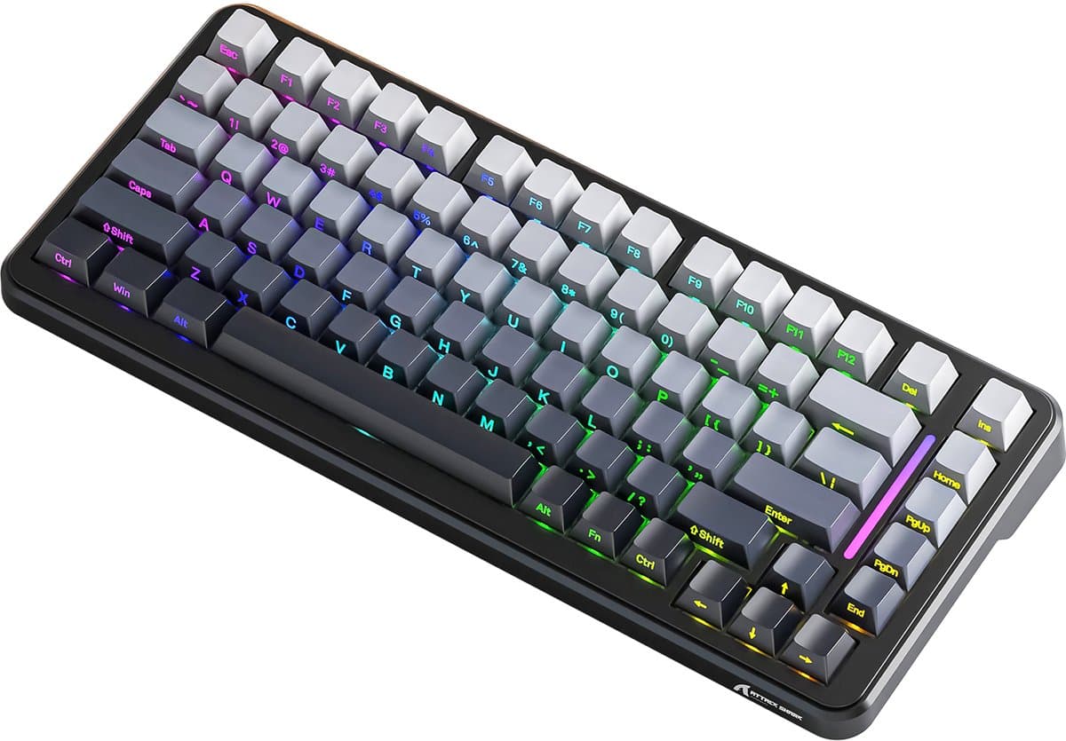 ATTACK SHARK M86PRO - Draadloze Mechanisch Gaming Toetsenbord - RGB Light Strip - Side Printed PBT Keycaps - Gasket Mod - Wired/2.4G/Bluetooth Tri-Mode - 83keys - Moonlit Night — afbeelding 1