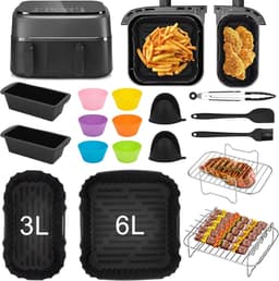 Vierkante Heteluchtfriteuse Accesoires Set - Dubbele Heteluchtfriteuse Accesoires Set - Voor philips Airfryer Dual Basket 3000 Series NA350 Airfryer-accessoires — thumbnail 1