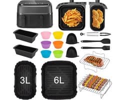 Vierkante Heteluchtfriteuse Accesoires Set - Dubbele Heteluchtfriteuse Accesoires Set - Voor philips Airfryer Dual Basket 3000 Series NA350 Airfryer-accessoires