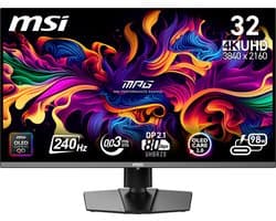 MSI MPG 322URX QD-OLED - 4K UHD Gaming Monitor - 240hz - 32 inch - USB-C PD 98W - DisplayPort 2.1