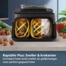 Philips 5000 Series Dual Basket Airfryer - NA551/00 - Stoomfunctie - Dubbele Mand - 9L - Tot 6 Personen — thumbnail 6