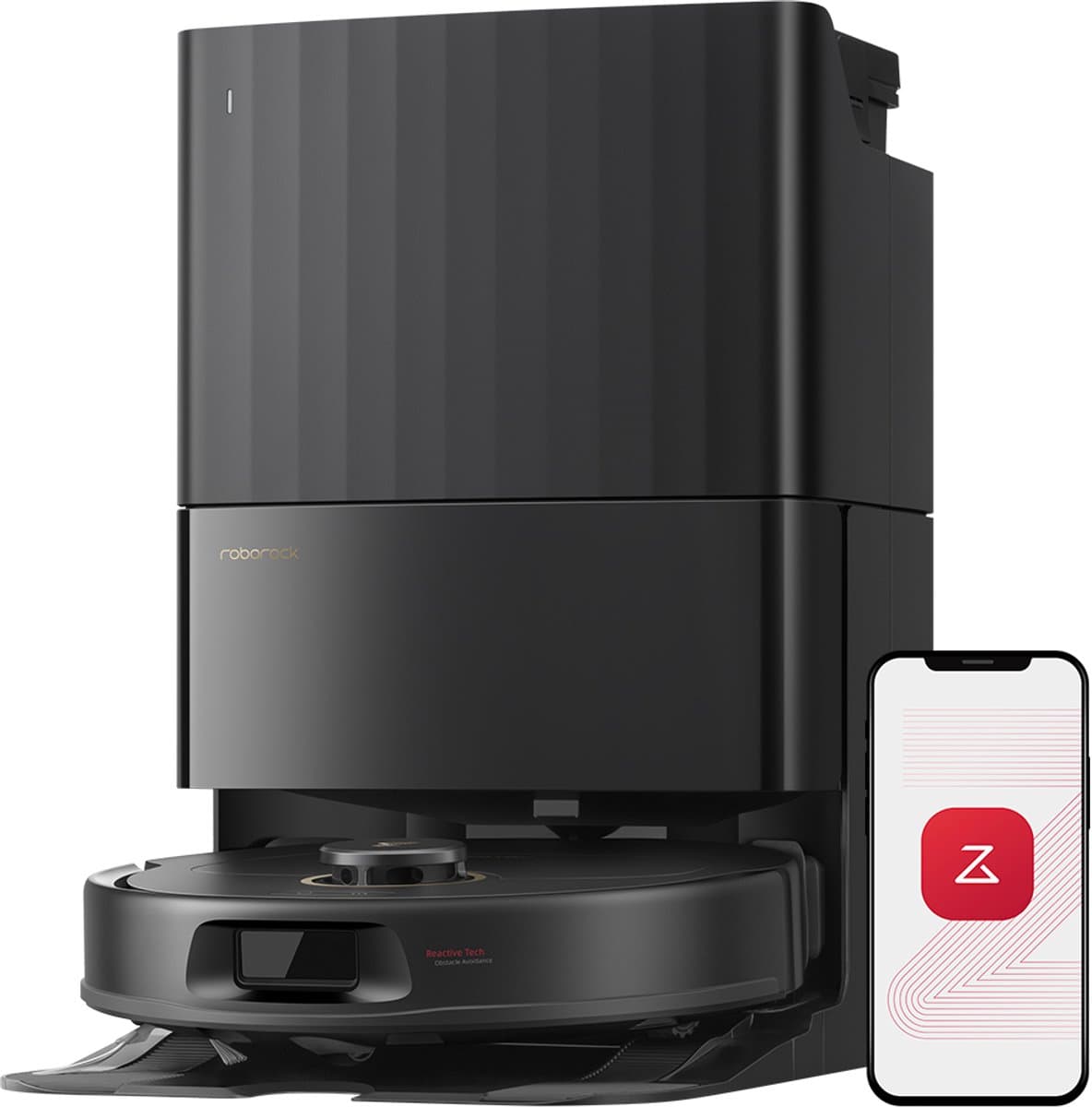 Roborock Qrevo S5V-Robotstofzuiger met dock-12000 Pa zuigkracht-FlexiArm-dweilen-Reactief obstakel vermijden-Dubbele anti-klitfunctie-Warmeluchtdroging-Obstakelvermijding en slimme navigatie-Zwart — afbeelding 1