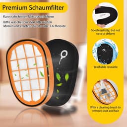 SOLLBRY® - 6 x Filter Geschikt Voor Philips Speedpro Max Aqua 7000 En 8000 Serie - FC5005/01, CP1100/01, CP0663/01 Vervanging Schuimrubber - Steelstofzuiger - Geschikt voor Philips Speedpro Max Schuimfilter - Met Reinigingsborstel — thumbnail 8