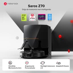 Roborock Saros Z70 – Robotstofzuiger en dweilrobot – Met OmniGrip-arm – 22.000 Pa – Aangedreven door AI – 7,98 cm ultradun – FlexiArm Riser – Tech AdaptiLift-chassis – Vermijdt obstakels – Multifunctioneel dock 4.0 — thumbnail 5