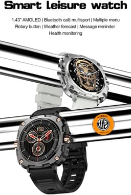 WizBay Premium Select® 1.43inch AMOLED Screen Smartwatch Dames Heren - Android en iOS - Bluetooth Call - 02 Zuurstof - Bloedruk - Dynamic Hartslag & Slaap Monitor - Message - Magnetic Laden - Smartwatches - Zilver met rvs Zilveren Band — thumbnail 10