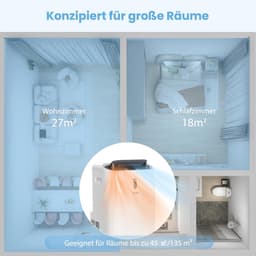COSTWAY 5-in-1 ventilatorkachel, mobiele airconditioning, 14000 BTU, ontvochtiger, verwarmingsfunctie, luchtreiniger, slaapmodus, airconditioner met afvoerslang, 2,6 kW, 16 tot 32 °C, 25 tot 45 m², app/afstandsbediening, 24-uurs timer — thumbnail 8