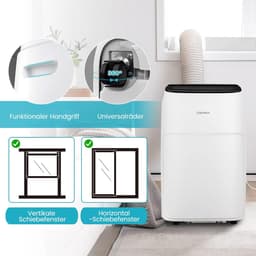 COSTWAY Mobiele airconditioning met afvoerslang, 14000 BTU, voor ruimtes tot 135 m³, 5-in-1 airconditioner voor koelen, verwarmen, ontvochtigen, ventileren en slaapmodus, app/afstandsbediening — thumbnail 2