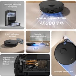 Dreame D20 Pro Plus - Robotstofzuiger met Dweil en Automatisch Leegstation - 13.000 Pa Zuigkracht - Anti-haarverstrikkingstechnologie - Zwart — thumbnail 14