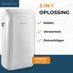 Evolar Mobiele Airco Zonder Afvoerslang - met Luchtontvochtiger - 3-in-1 - Voor Slaapkamer - WiFi - 9000 BTU - Zonder Afvoer / Slang - EVO-ES9000 — thumbnail 5