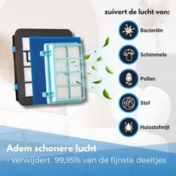 JC's ® - Filter set geschikt voor Philips PowerPro Compact and Power Pro Active en City filterset Stofzuiger FC8010/02 FC8010/01 HEPA allergie - Rubberen houders — thumbnail 9