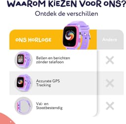 LEROYS - GPS Horloge Kind - Kinder Smartwatch - Android en iOS - Paars - Incl. Simkaart — thumbnail 8